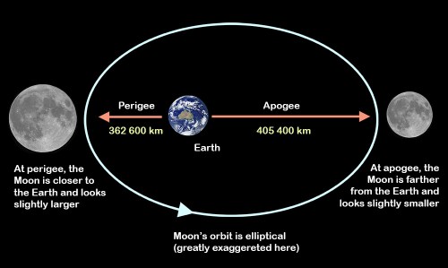Diagram explaining the movement of the Moon around the Earth. Not in scale. Credit: Ángel R. López-Sánchez. Moon image: Paco Bellido.